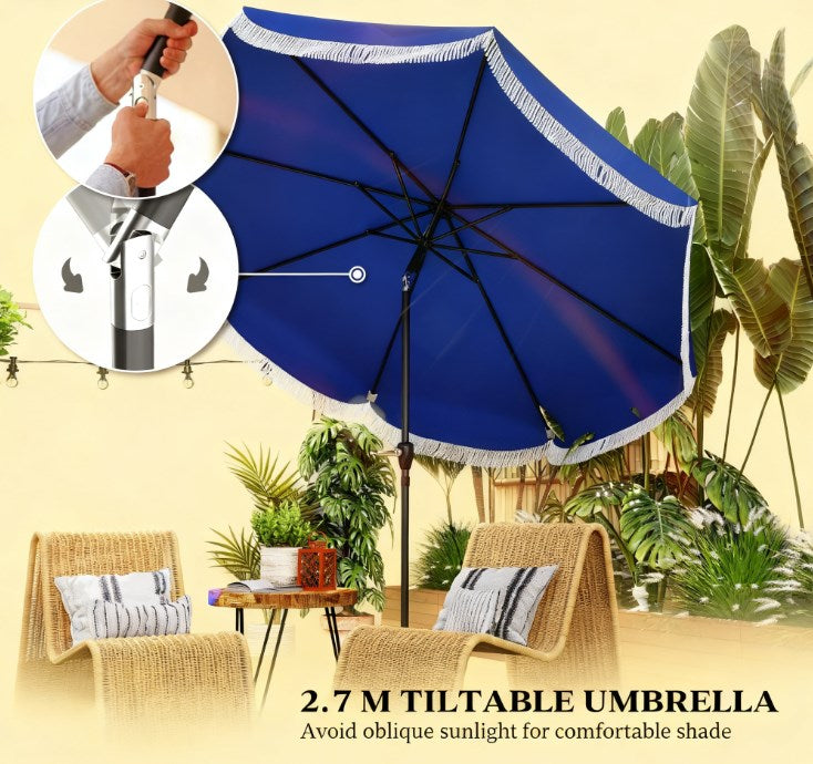 Allegra Scalloped Fringe Vented Patio Umbrella