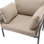 Brisa Outdoor Modern Iron Lounge Chair with Rope Weave