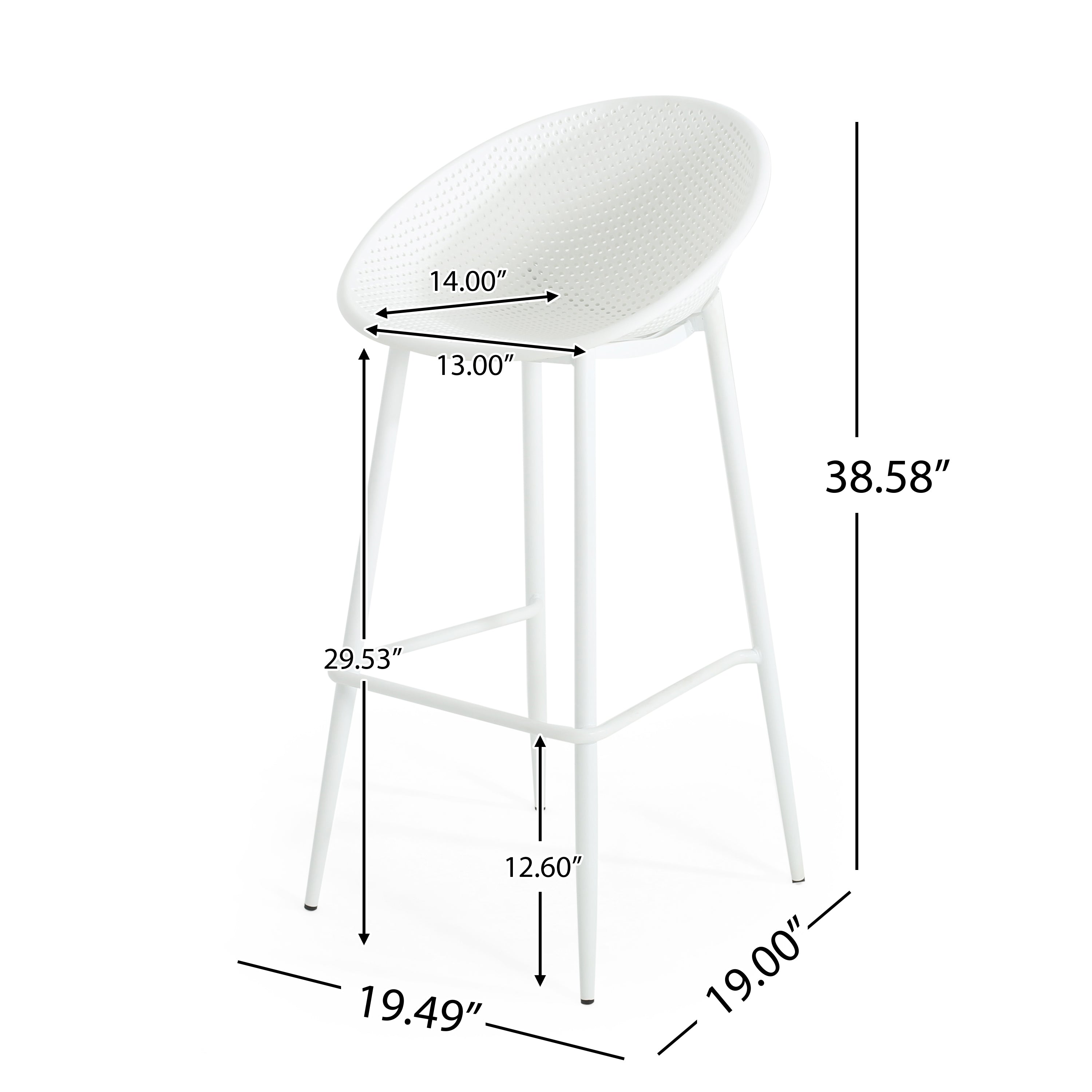 Rhodochrosite Outdoor Bar Stool with Diamond Mesh Pattern and Footrest, Set of 2