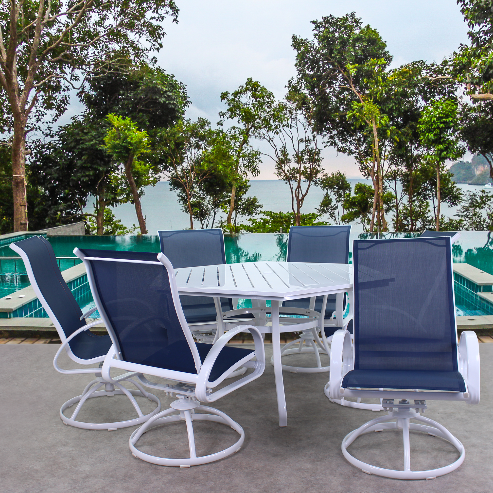 Dublin Cobalt Sling Patio Dining Sets