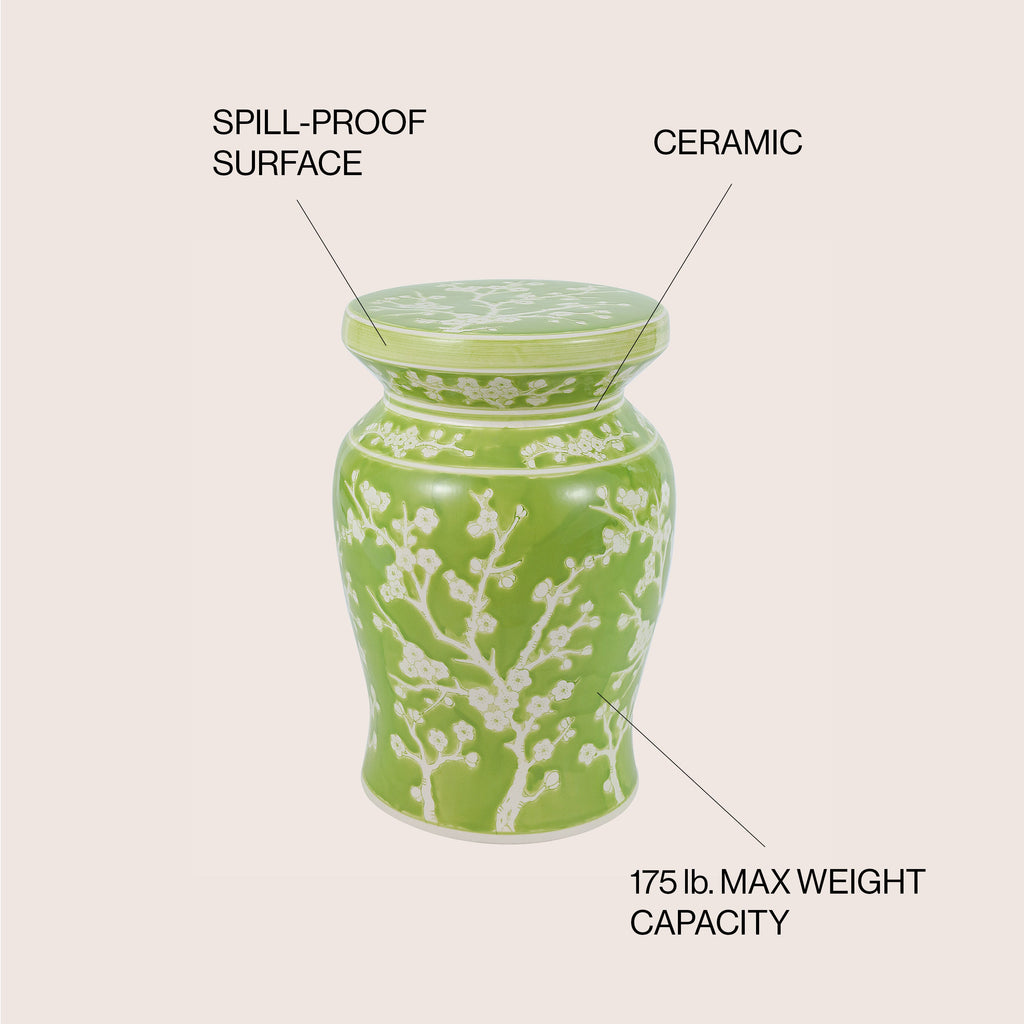 Cherry Blossom 17.75" Ceramic Garden Stool