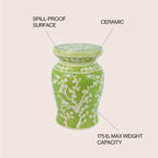 Cherry Blossom 17.75" Ceramic Garden Stool