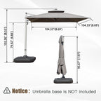 9' Aluminum Cantilever Tilt Patio Umbrella with Center Pole, Base Not Included