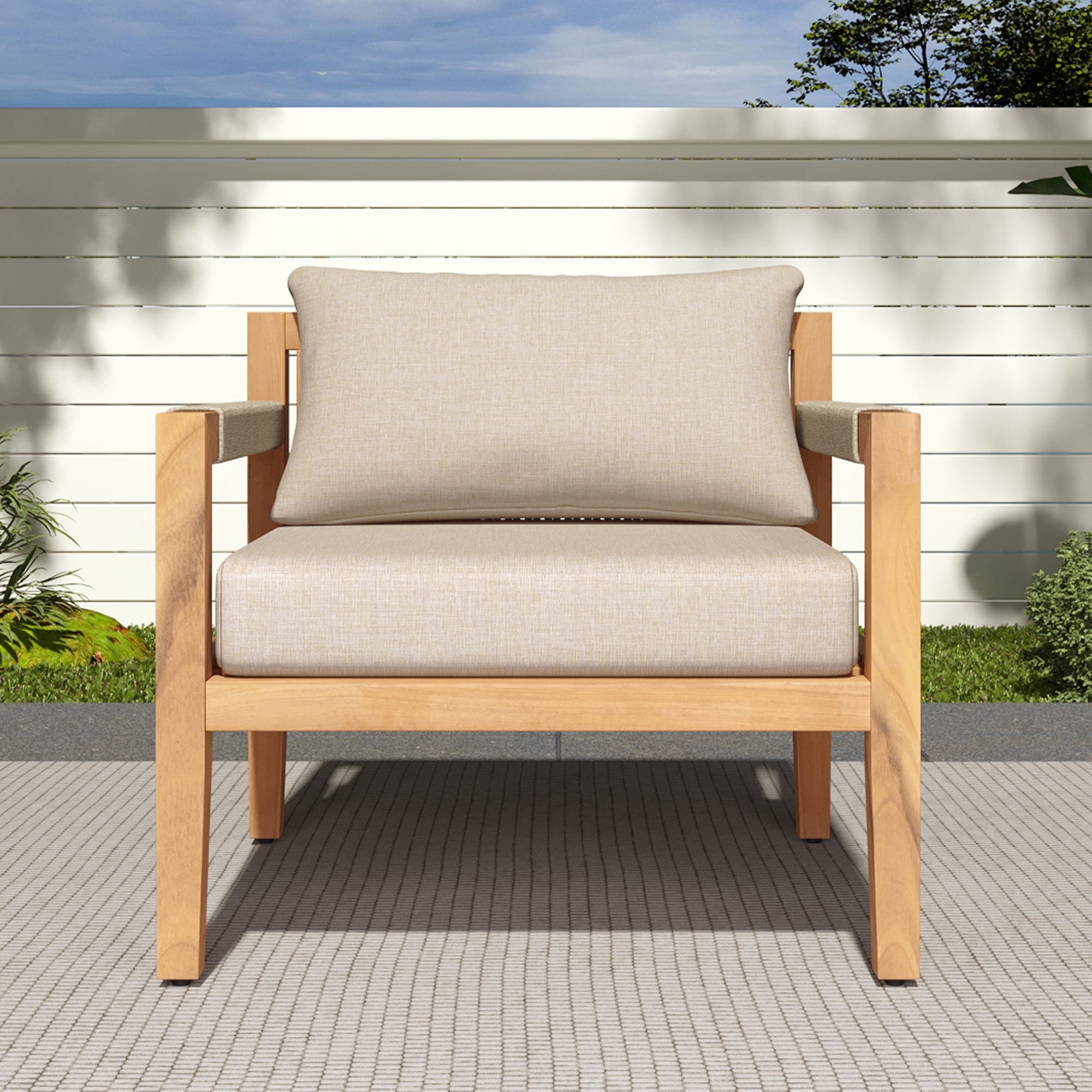 Driftwood Bay Acacia Wood & Beige Rope Outdoor Leisure Chair