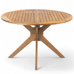 Stanford Outdoor Round Acacia Wood Dining Table with X Base