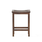 Mahogany Brown Outdoor Acacia Wood Counter Height Barstool, Set of 2