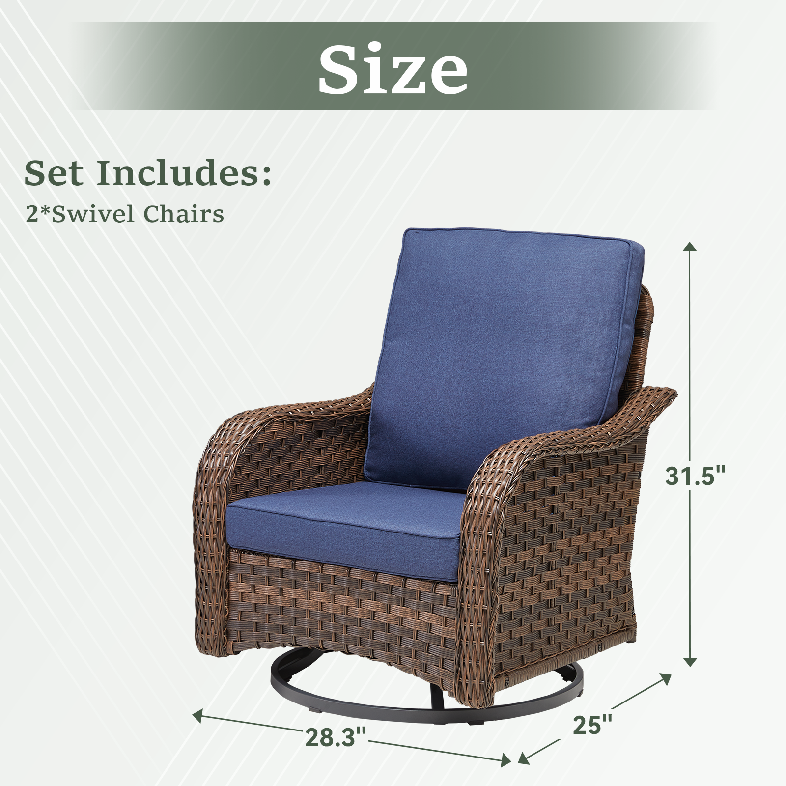 Marlowe Wicker Rocking Swivel Glider Chairs, Set of 2