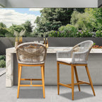 Creation Outdoor Bar Stool with Round Backrest & Adjustable Foot, Set of 2
