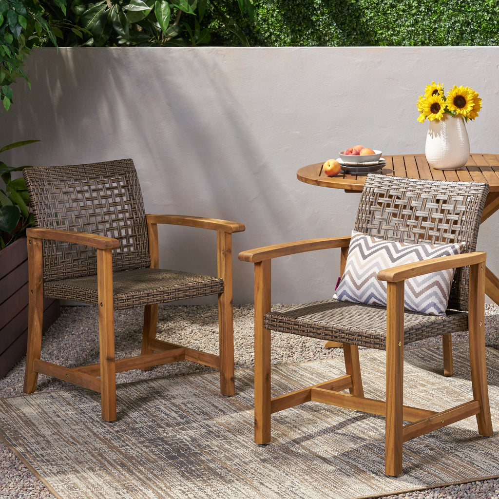 Hampton Outdoor Rattan Dining Chairs, Set of 2