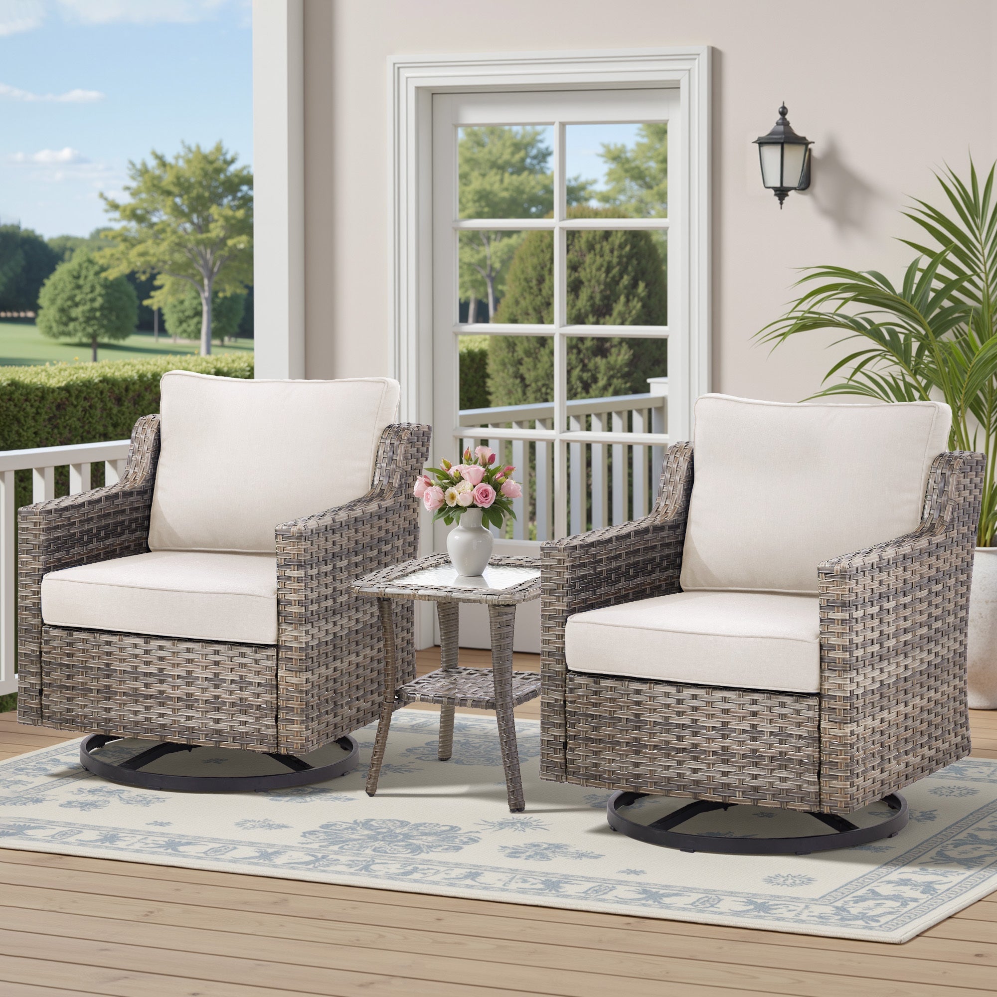 Tatum 3 Piece Outdoor Set with Swivel Rockers