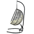 Folding Hanging Swinging Egg Chair with Stand & Tufted Cushion