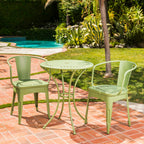 Pursuant 3-Piece Iron Bistro Set with Round Table and 2 Curved Back Chairs