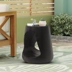 Outdoor Hollow Side Table with Wood-like Texture