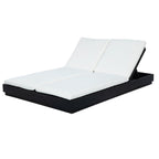 Adjustable Acacia Wood Low-Profile Double Sunlounge with Cushion