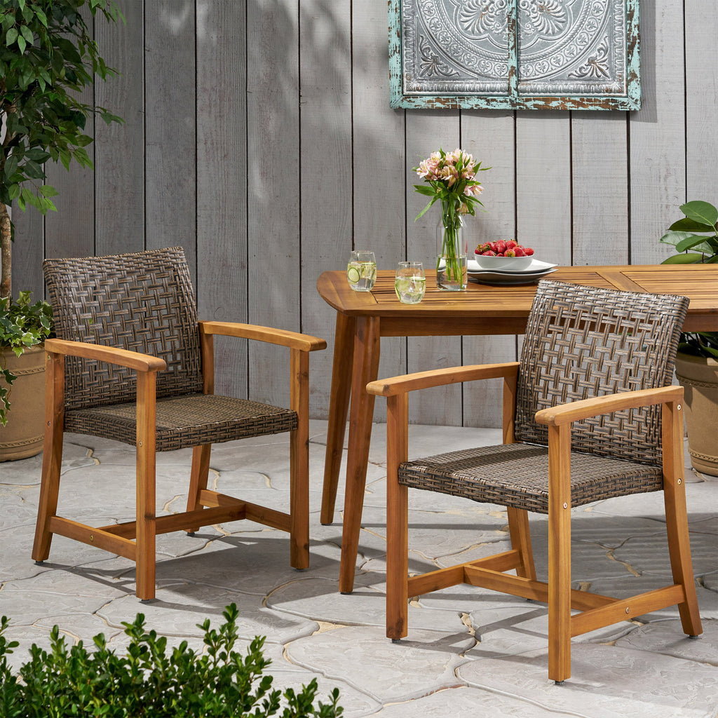 Hampton Outdoor Rattan Dining Chairs, Set of 2