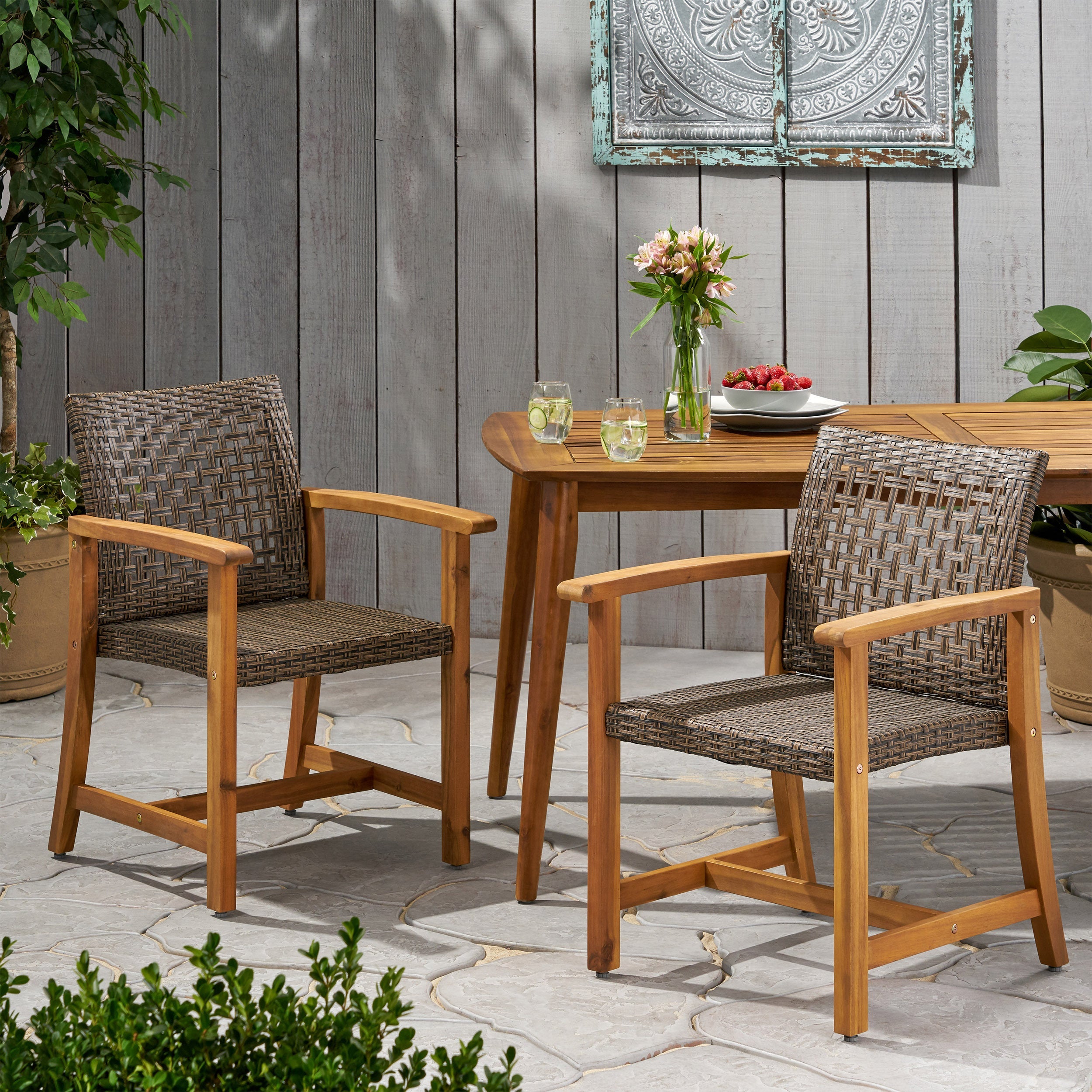 Hampton Outdoor Rattan Dining Chairs, Set of 2