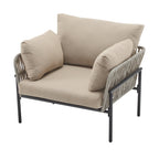 Brisa Outdoor Modern Iron Lounge Chair with Rope Weave
