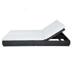 Adjustable Acacia Wood Low-Profile Double Sunlounge with Cushion