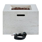 Outdoor Square Fire Pit with Steel Burner, Lava Rocks and Cover