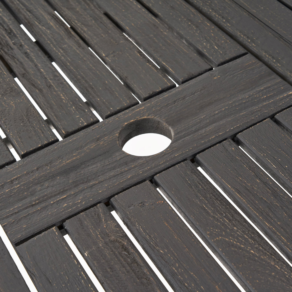 Outdoor Expandable Acacia Wood Dining Table, Dark Grey