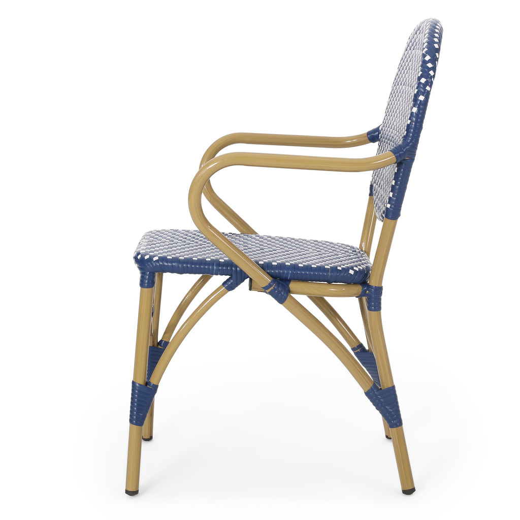 Paul French Bistro Outdoor Dining Chairs, Set of 2 Blue & White