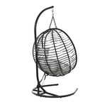 Folding Hanging Swinging Egg Chair with Stand & Tufted Cushion