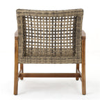 Hampton Outdoor Rattan & Acacia Wood Wicker Club Chairs, Set of 2