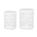 Refinery 2-Piece Outdoor End Table Set with Floral Patten and Iron Cut Design