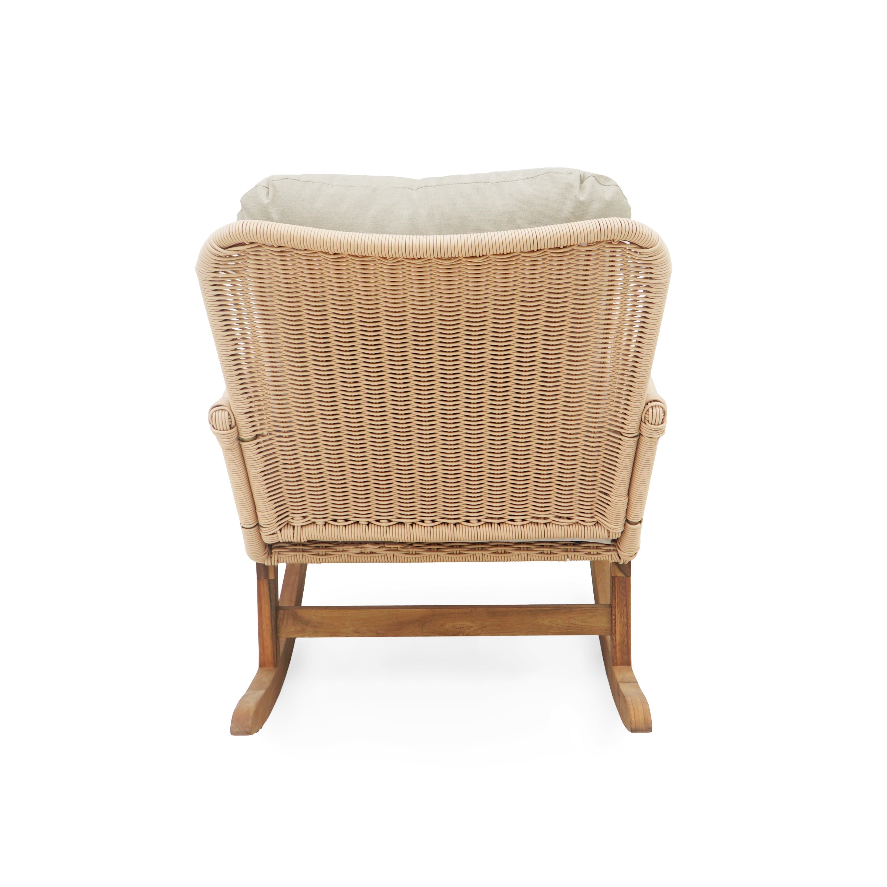 Contemporary Minimalist Beige Wicker Rocking Chair