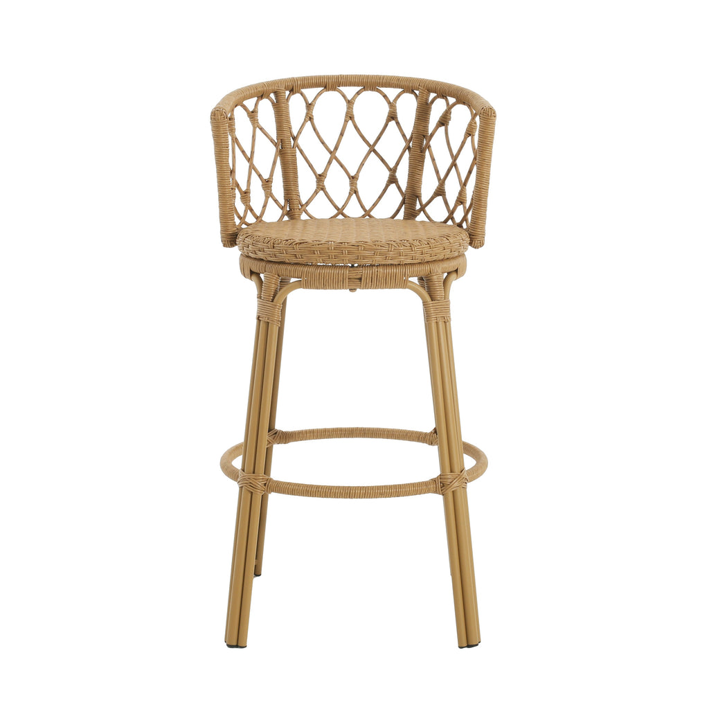 Bohemia Outdoor Brown Wicker Bar Stools, Set of 2