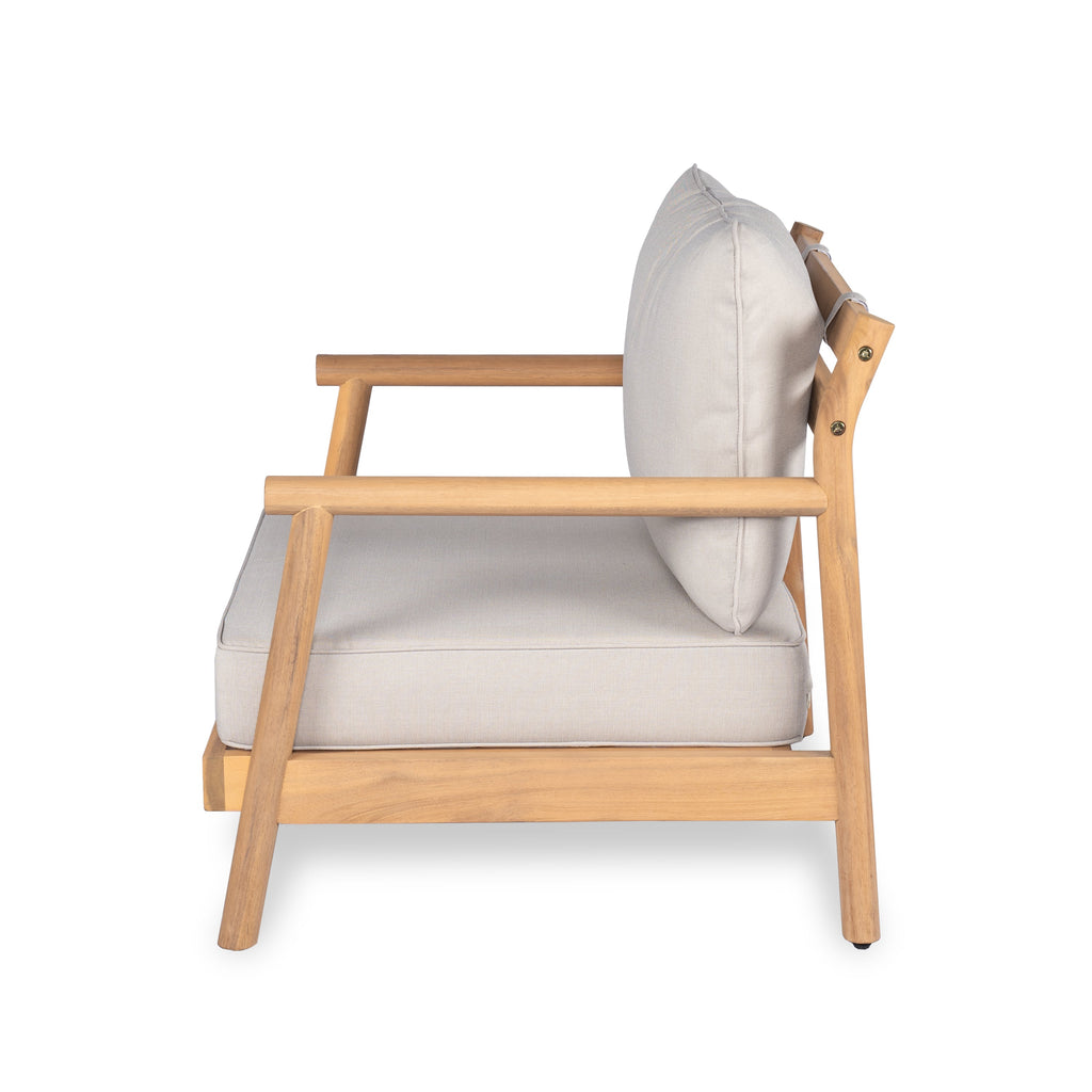 Indira Outdoor Acacia Wood Club Chair with Water-Resistant Cushion