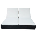 Adjustable Acacia Wood Low-Profile Double Sunlounge with Cushion