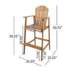Outdoor Acacia Wood Adirondack Barstools, Set of 2