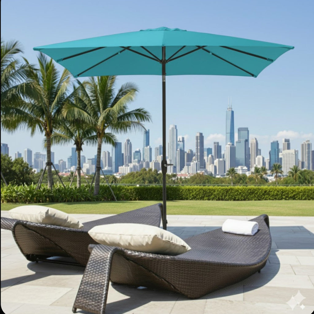 6.5 x 10 ft Rectangular Patio Umbrella with Crank, Base Not Included