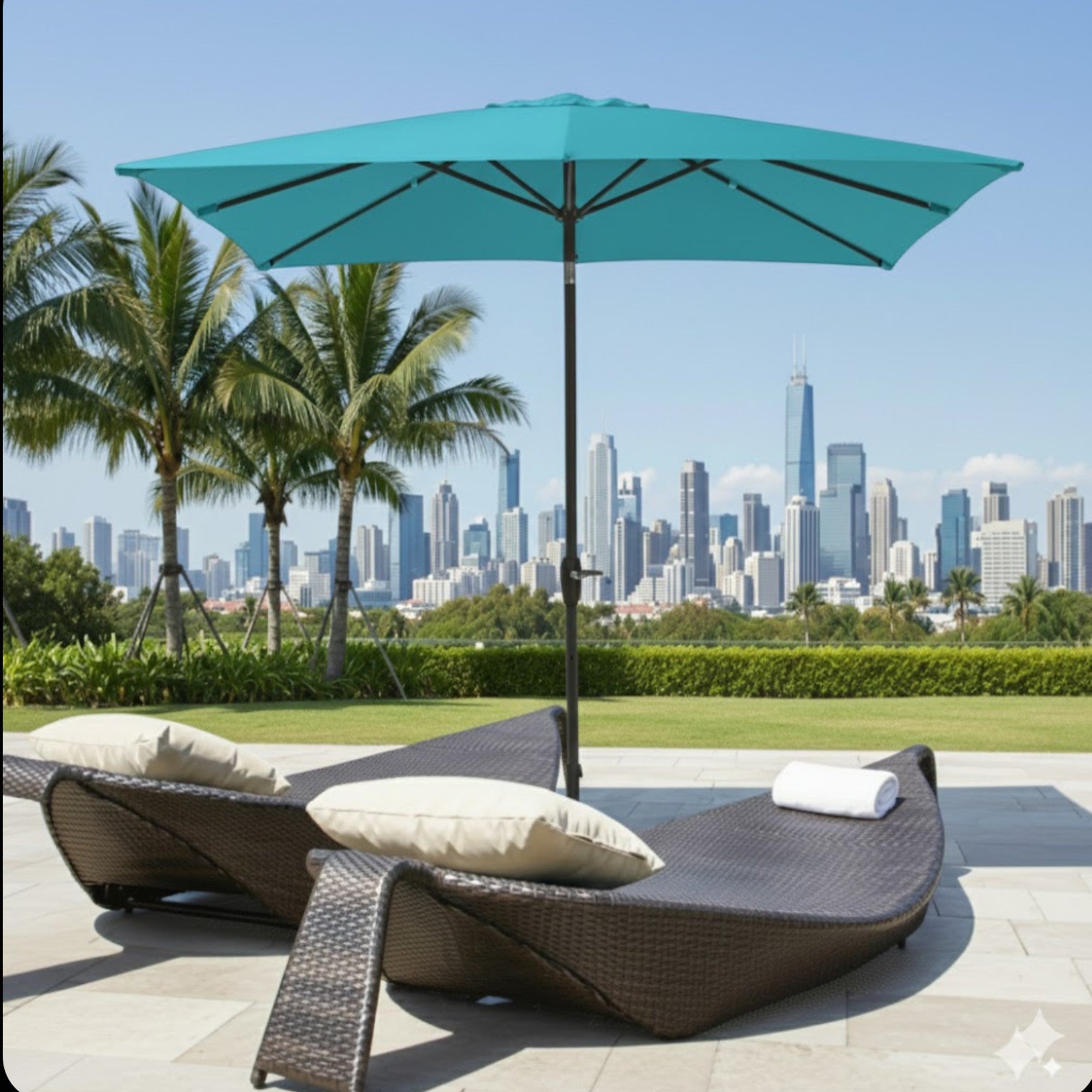 6.5 x 10 ft Rectangular Patio Umbrella with Crank, Base Not Included