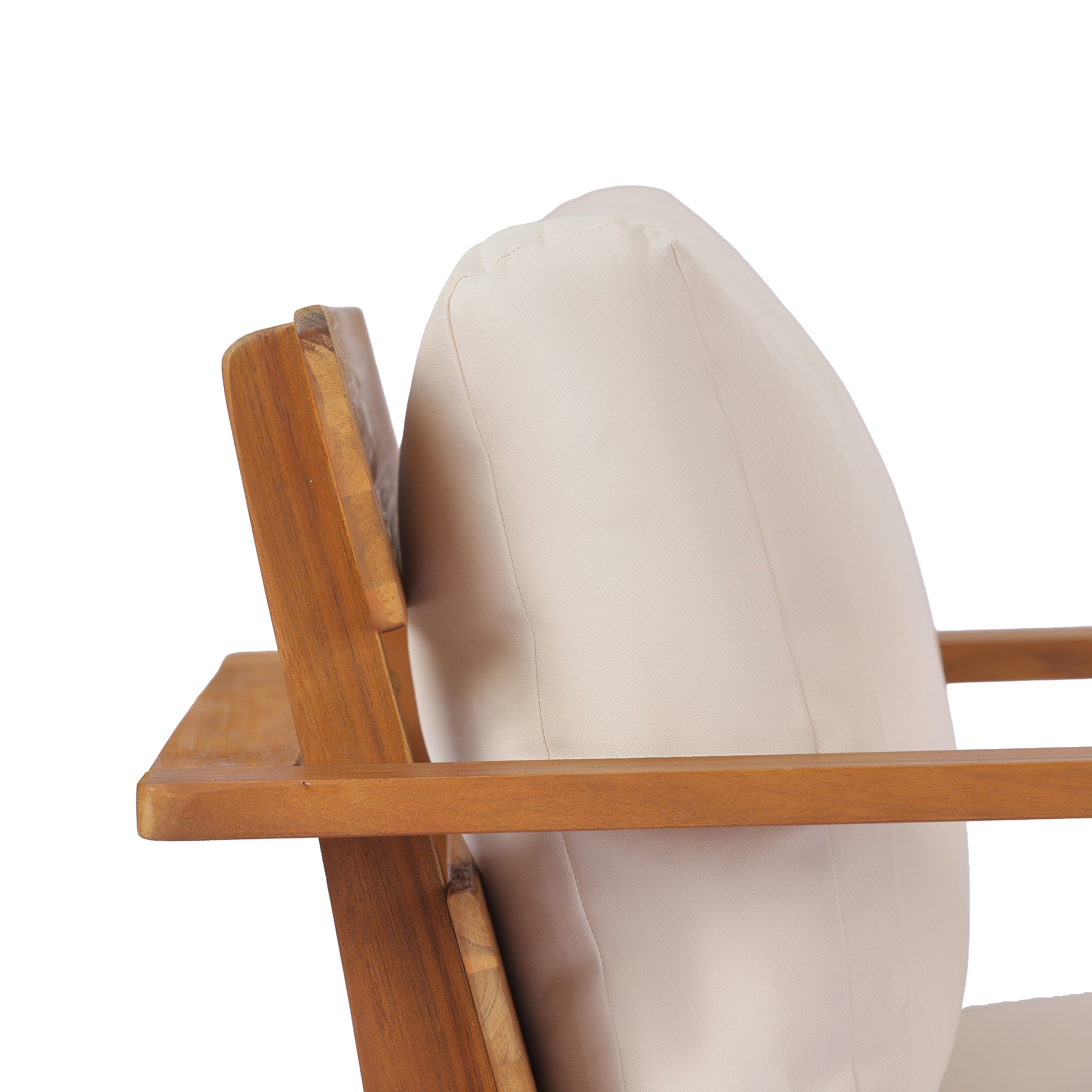 Mid-Century Modern Acacia Wood Outdoor Club Chair