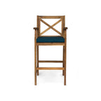 Perla Outdoor Acacia Wood Barstools, Set of 2