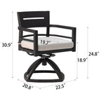 Outdoor Swivel Chair with Seat Cushion and Curved Backrest, Set of 2