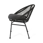 Cordella Outdoor Woven Wicker Chairs with Cushions, Set of 2