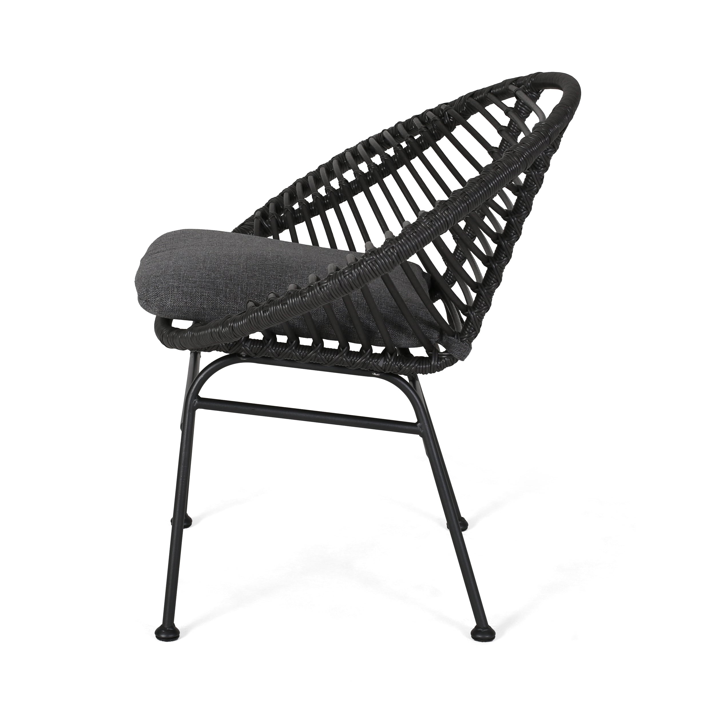 Cordella Outdoor Woven Wicker Chairs with Cushions, Set of 2