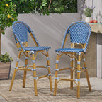 Clifftop 29.5" Outdoor Rattan Bar Stool with Aluminum Frame and Footrest, Set of 2