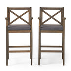 Perla Outdoor Acacia Wood Barstools, Set of 2