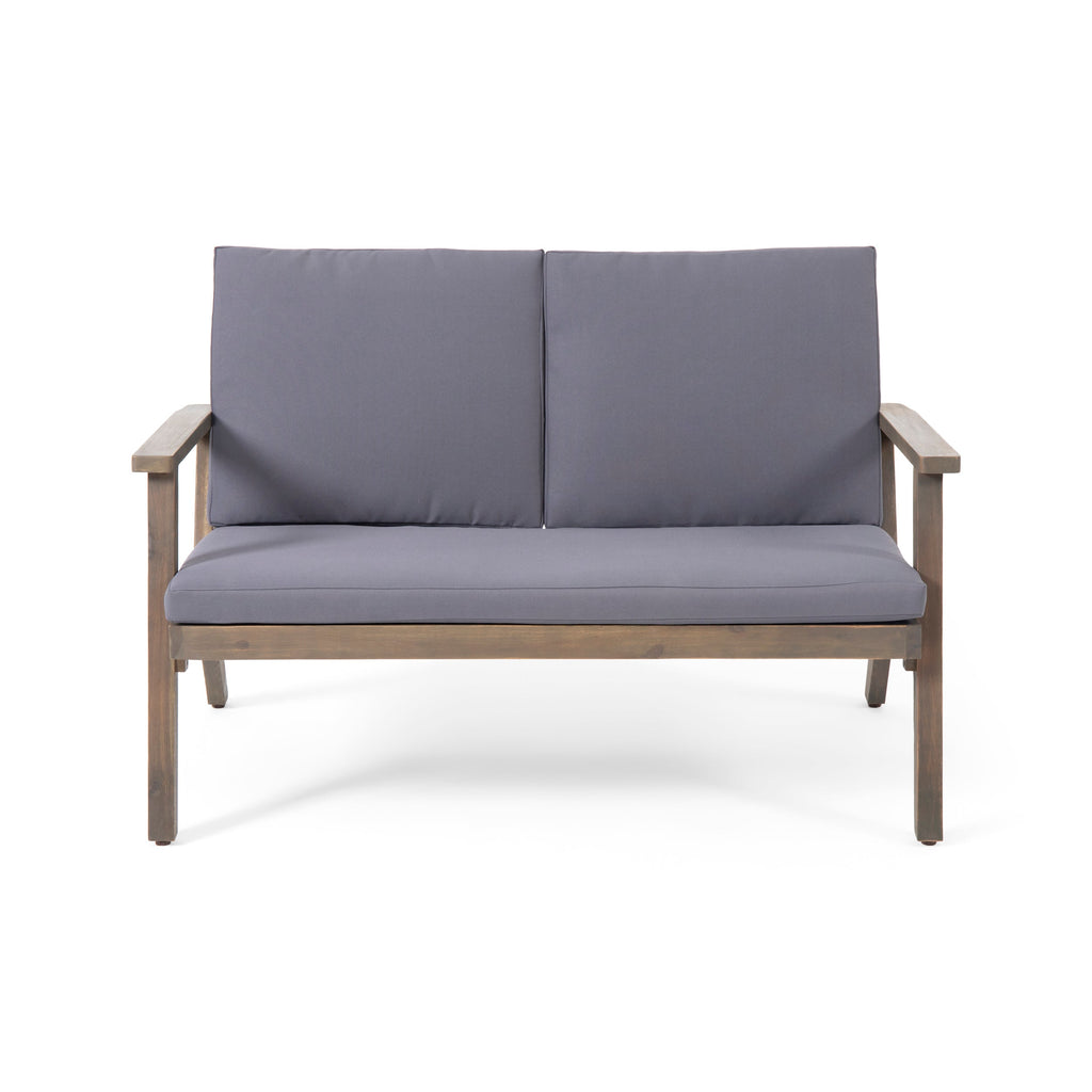 Brixton Outdoor Acacia Wood Loveseat and Coffee Table Set with Cushions