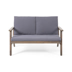 Brixton Outdoor Acacia Wood Loveseat and Coffee Table Set with Cushions