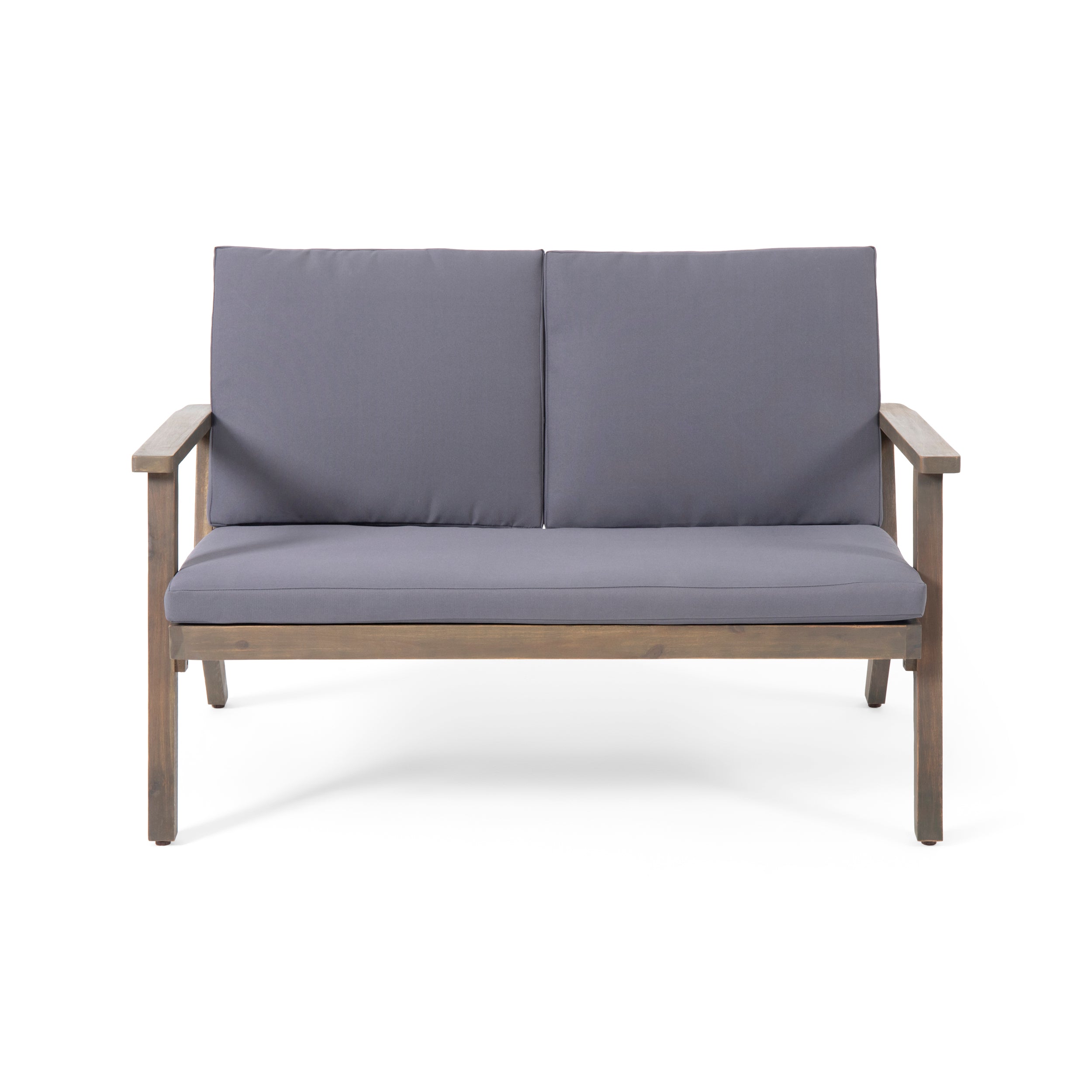 Brixton Outdoor Acacia Wood Loveseat and Coffee Table Set with Cushions