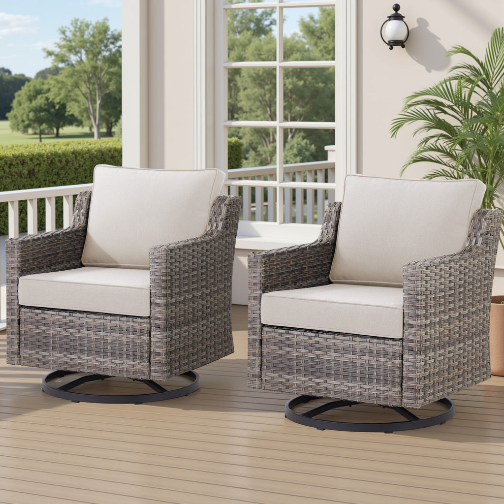 Tatum Outdoor Swivel Rocking Chairs, Set of 2