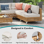 7-Piece Outdoor Wicker Sectional Sofa with Water Resistant Cushions and Coffee Table