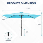 6.5 x 10 ft Rectangular Patio Umbrella with Crank, Base Not Included