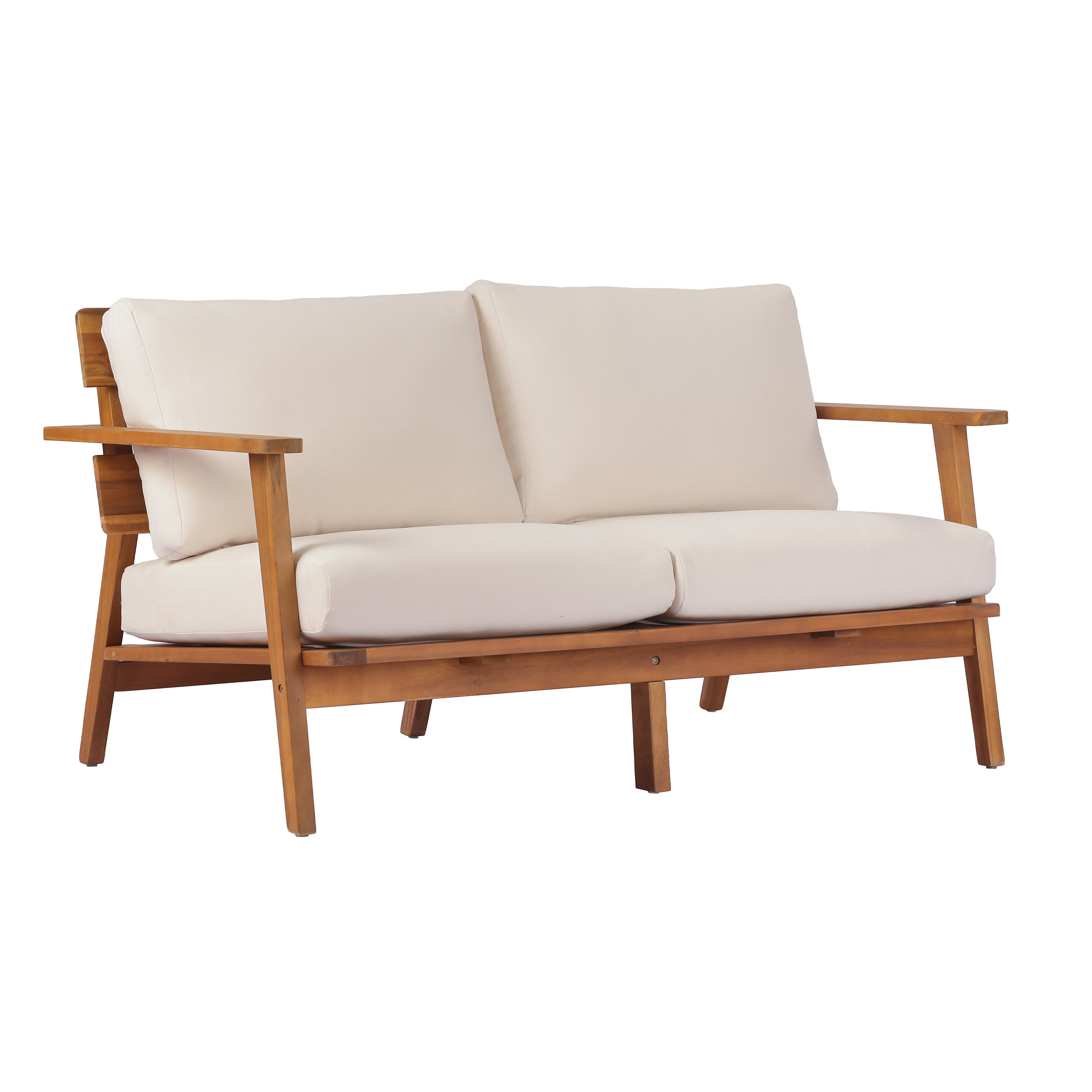 Mid-Century Modern 4-Piece Acacia Wood Outdoor Patio Set