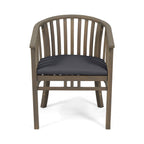 Venerable Outdoor Dining Chair with Slatted Back and Cushion Seat, Set of 2